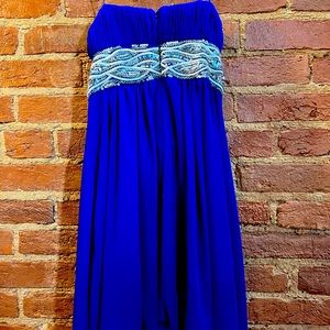 JS Boutique Deep Purple Strapless Cocktail Dress w/ Sequins - Size: 2